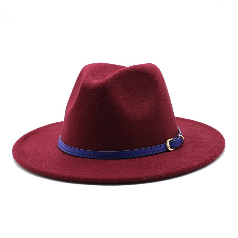British Style Men And Women Jazz Woolen Hat Big Eave Hat Classic Woolen Hat