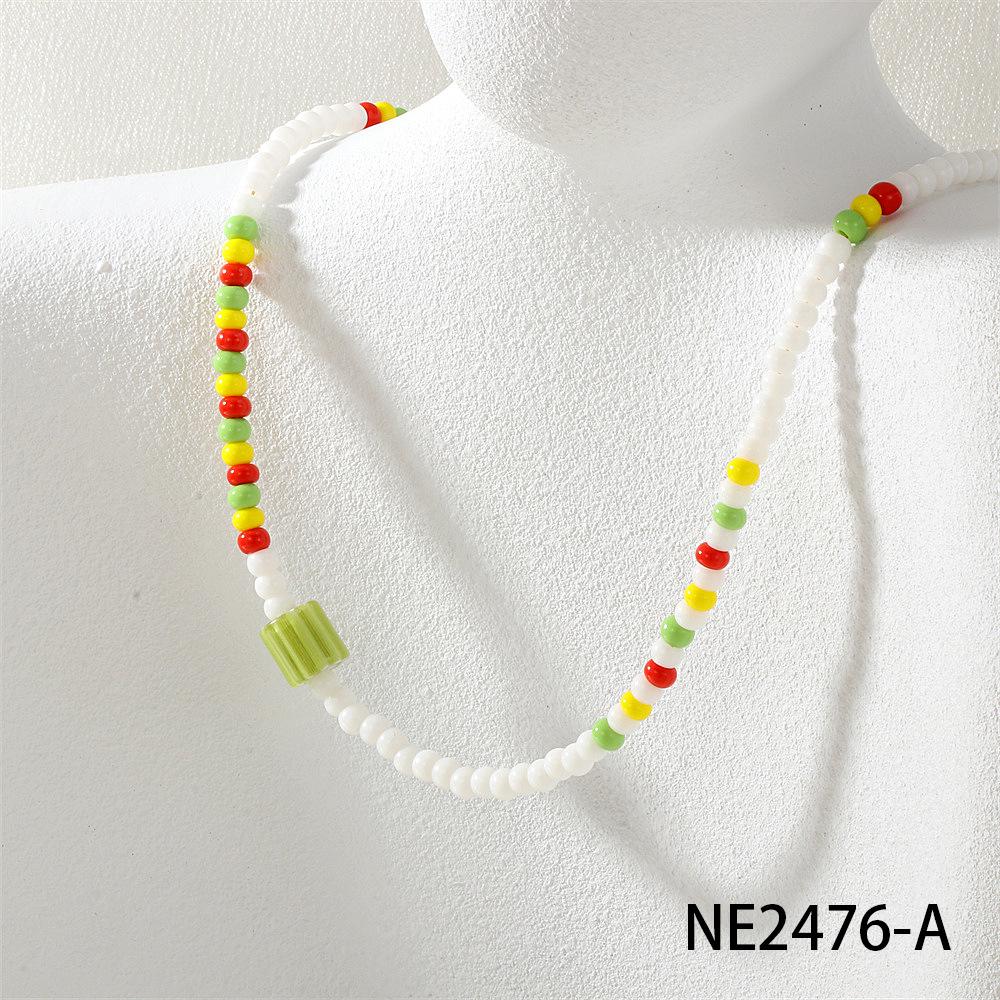 

Colorful Zircon-Design Lampwork Bead Necklace: Christmas Snowman & Tree