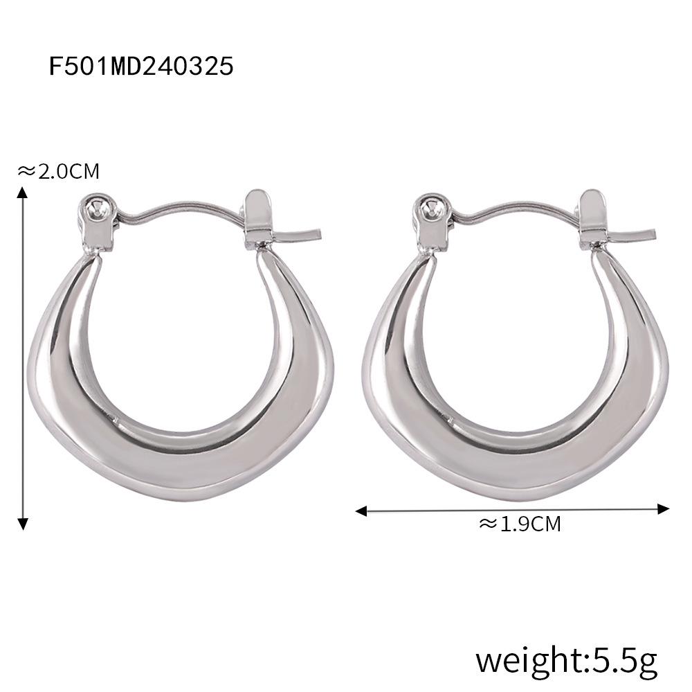 European & American Style Light Luxury U-shaped Oval Hollow Titanium Steel Earrings for Women