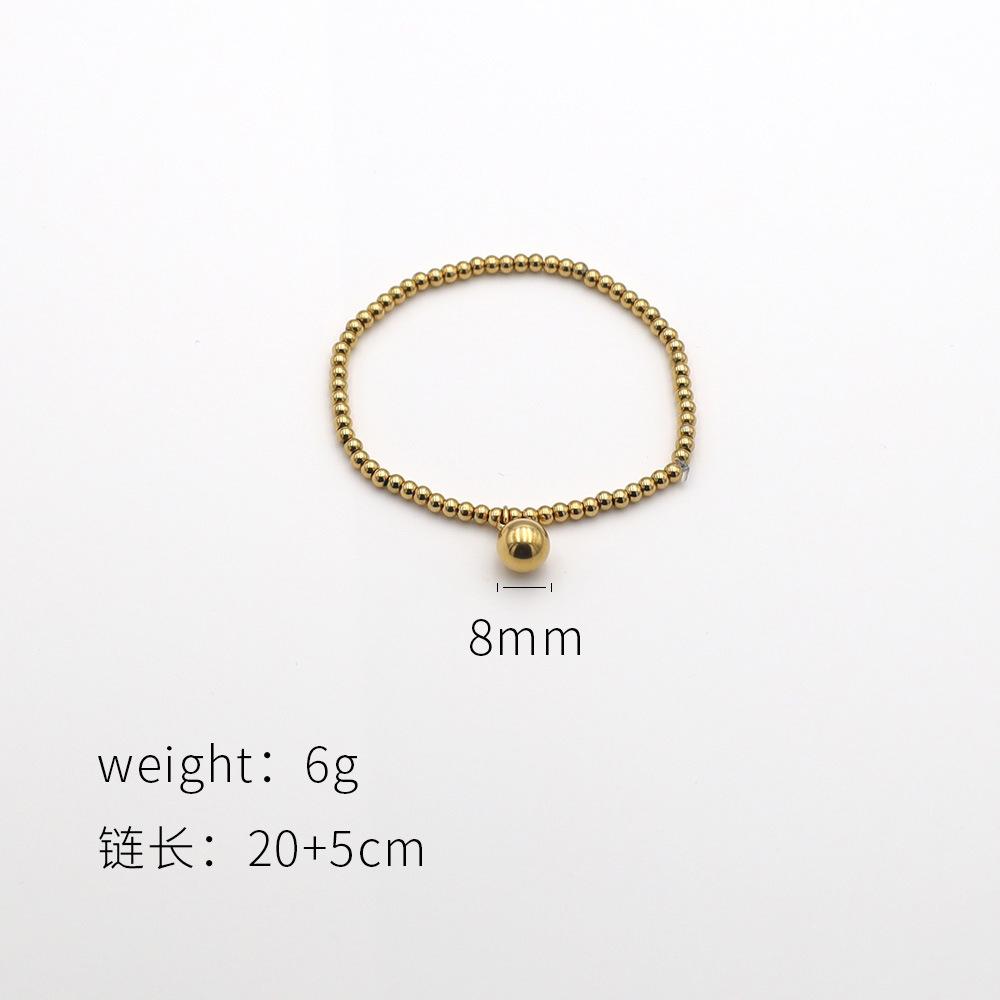 

Fashion 18K Gold Elastic Rope Round Bead Titanium Steel Bracelet Niche High-End Hand Jewelry Does Not Fade 18K