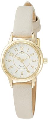 Fieldwork Analog Almas Wristwatch with Diamond Decoration and Leather White Strap, YM040-1, Women's,