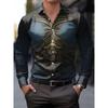 Nueva camisa de manga larga para hombre con estampado de arte fluido degradado de llamas, camisa floral casual personalizada de corte slim