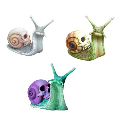 Halloween Snail Lebka Socha Pryskyřice Šneci Socha Figurka Ornament pro domácí festival Sváteční party dekorace