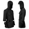 Costume cosplay da cavaliere in cotta di maglia, giacca con cappuccio stile ranger retrò medievale, protezioni per i polsi e cintura costume da spettacolo