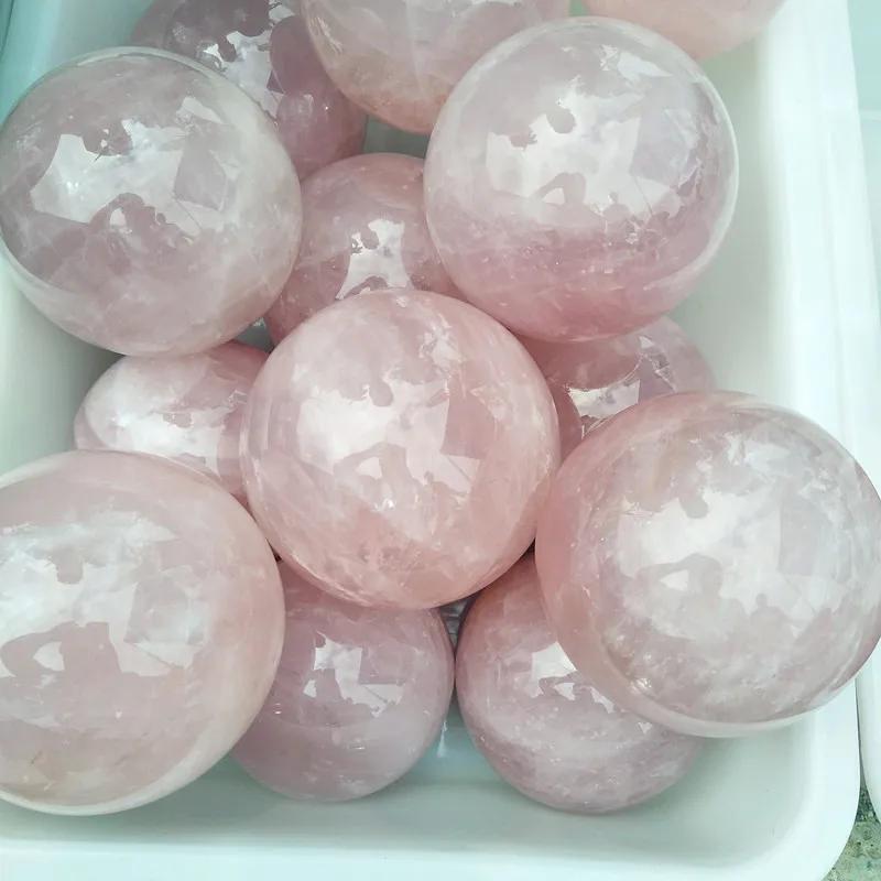 100mm diameter 100% natural pink rose crystal ball treatment wind water ball sale + free delivery
