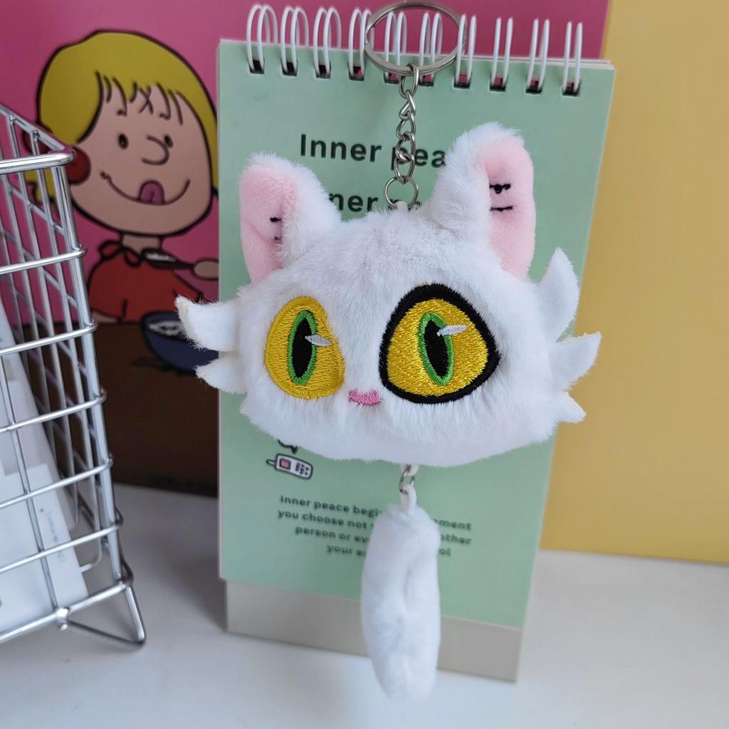 New Cartoon Black and White Kitten Plush Pendant Creative Kitten Cute Doll Keychain Mini Crawler Doll