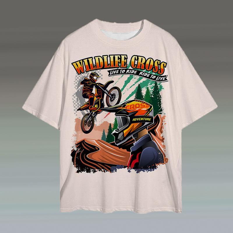 

Мужская футболка с коротким рукавом и 3d мотоциклетным принтом, летняя мужская футболка в стиле ретро, ​​модная повседневная футболка, свободная футболка большого размера, новые топы 2024 г. L