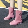 Water shoes medium tube women's outer wear adult rain shoes rain boots warm rubber shoes kitchen non-slip waterproof shoes women's fashion