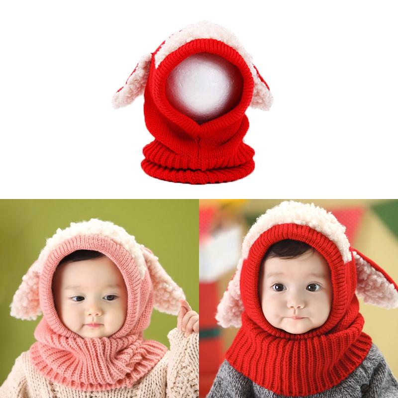 Knitted Ears Dog Cap With Scarf Autumn Winter Keep Warm Hat Fashion Breathable