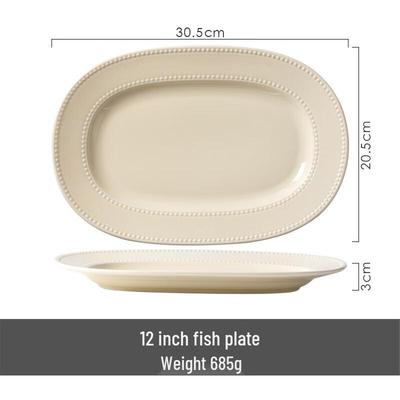LISM Simple Ceramic 12-inch Fish Plate