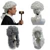 Fancy Dress Baroque Judges Wig Curly Hairpiece Judge'S Hat Prop Dress Up Nobles Cosplay Wig  Unisex