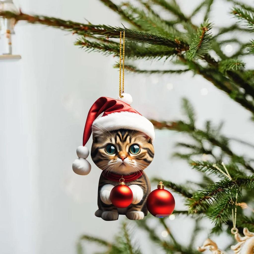 Cartoon süße Katze 2023 Weihnachtsschmuck hängende Dekoration Geschenk Weihnachten hängender Baum personalisierter Anhänger Partyzubehör