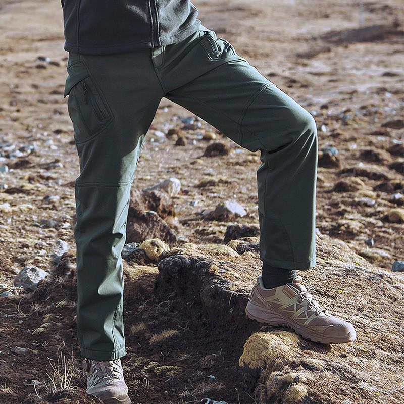 Mens Winter Softshell Tactical Pants Windproof Outdoor Hiking Skiing Climbing Workwear Trousers