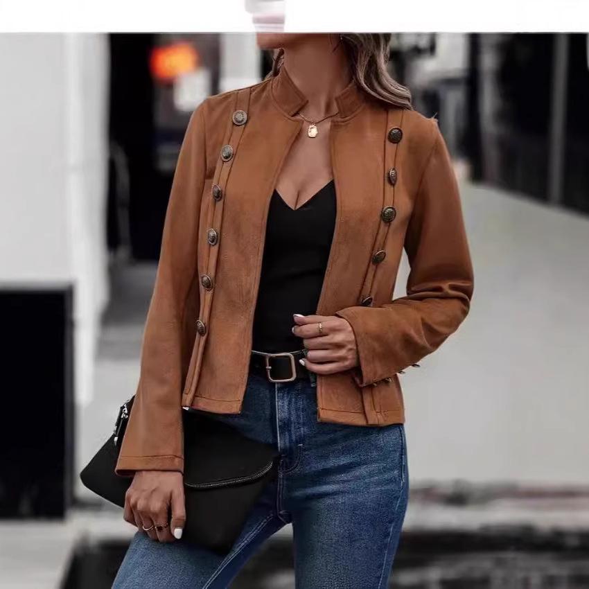 Retro Double-Breasted Suede Coat