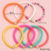 Bohemian Rainbow Stackable Bracelets Set For Women Heart Charm Soft Clay Pottery Layering Beads Chain Bangle Female Boho Jewelry