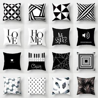 45x45cm schwarz weiß geometrischer Kissenbezug Polyester Kissenbezug gestreift Wohnzimmer Sofa dekorativ
