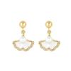 Ginkgo Leaf Pearl Earrings & Necklace Set - Elegant Mother-of-Pearl Design