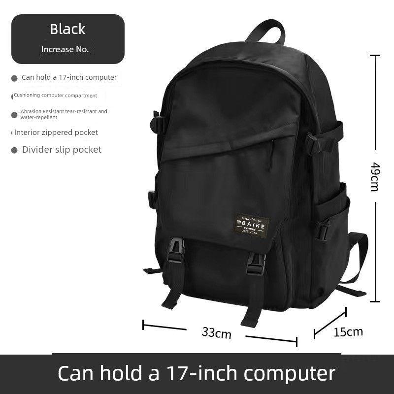 

Schoolbag Female College Student Can Hold Computer 16-Inch Japanese and Korean Style Large Capacity Backpack Simple Backpack Class Good-looking Black [large enhanced version + frog ornaments]]