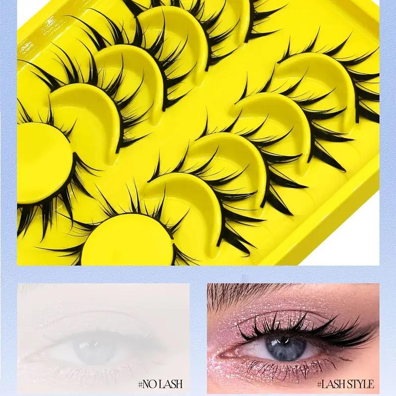 6 Pairs Wet Fox Eye Lashes False Eyelashes Cosplay Fake Lashes Dramatic Eyelashes Wet Eyelashes Extensions Makeup Tool