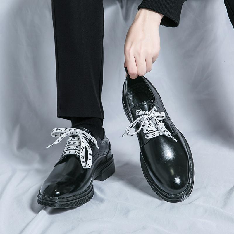 Fashion Spring New Personality Luxury Men Lace-up Oxford Shoes Designer Casual Business Platform Shoes Wedding Work Forma Leather Shoes