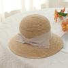 Lafite straw hat seaside beach hat premium straw hat bow sunscreen visor big brim bucket hat women