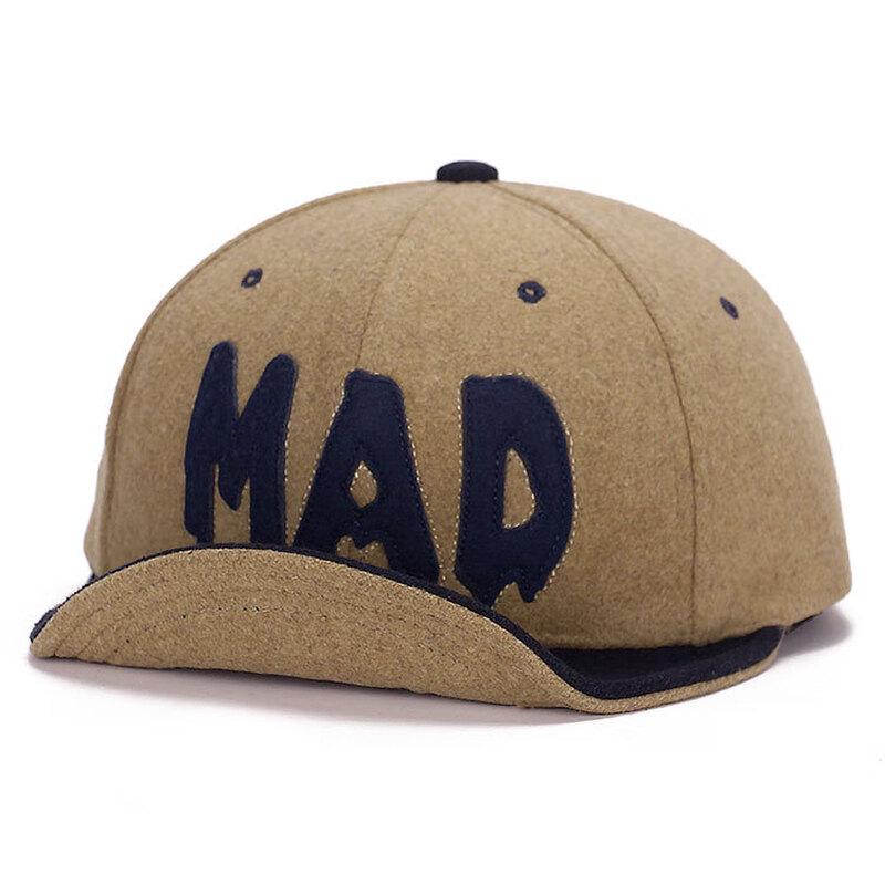 Унисекс осенне-зимняя шерстяная бейсболка ZHENYUEQI с блоками цвета и буквой MAD