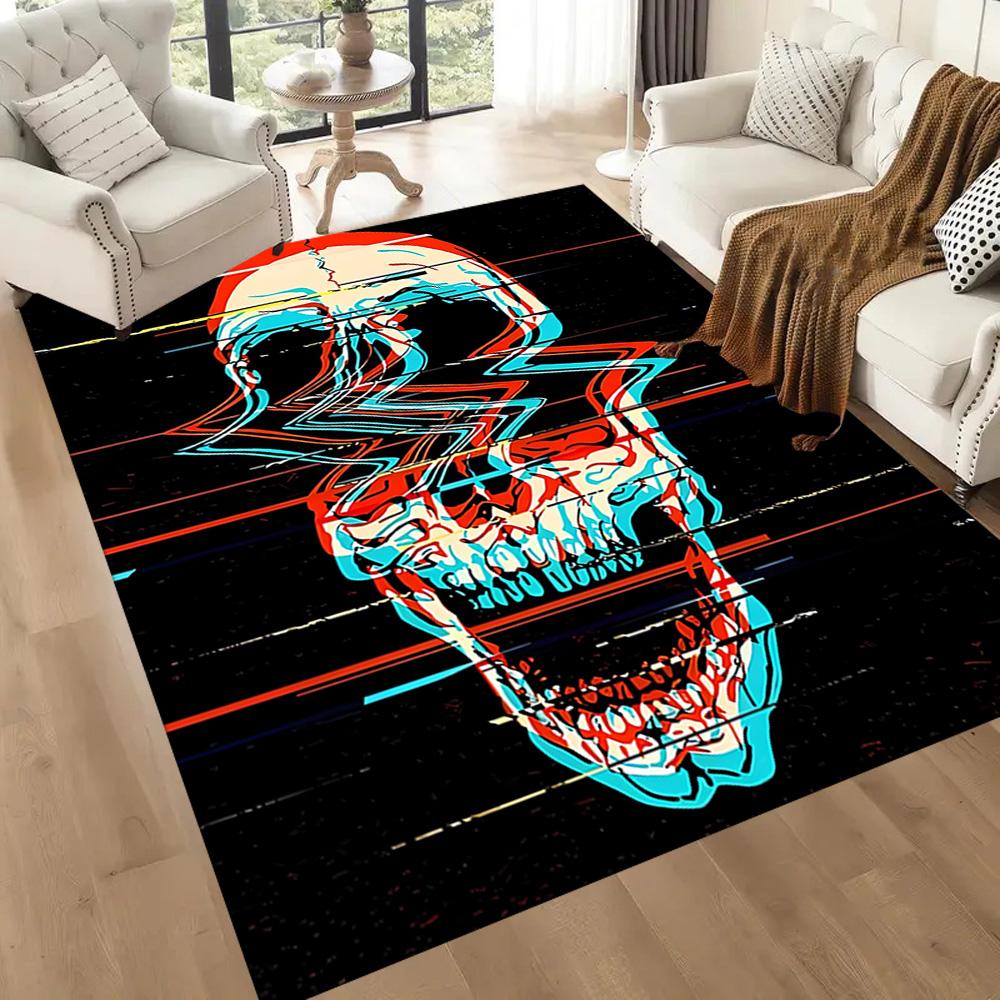 Dark Gothic Skull Art Floor Mats for Living Room, Bedroom and Room Decoration Are Suitable for Gifts.