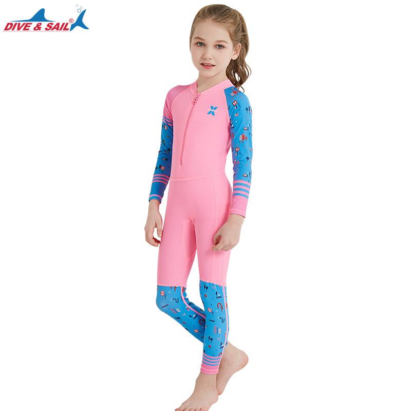 

Новый детский водолазный костюм для защиты от солнца, цельный купальник, быстросохнущий, с длинными рукавами, для мальчиков и девочек XL