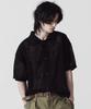 Stage Name Summer Varsity Short Sleeve Knit Shirt Cardigan_Black
