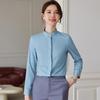 Teluoman Women's Professional Long-Sleeve Stand-Collar Blouse