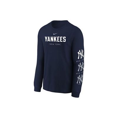 Nike X MLB ניו יורק יאנקיז לוגו הדפס אותיות סוודר צווארון עגול יומיומי שרוול ארוך סווטשירט לילדים סווטשירט כחול-נייבי 3Z3B7NMBZ-NYY
