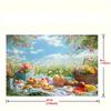 One spring picnic backdrop banner with lush flower patterns and a colorful napkin is perfect for outdoor activities.
