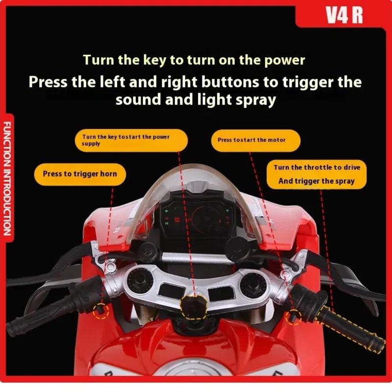 For Ducati V4s Ignite Start Smoke Effect 1:6 Panigale Alloy Motorcycle Simulation Model Large Decorative Item
