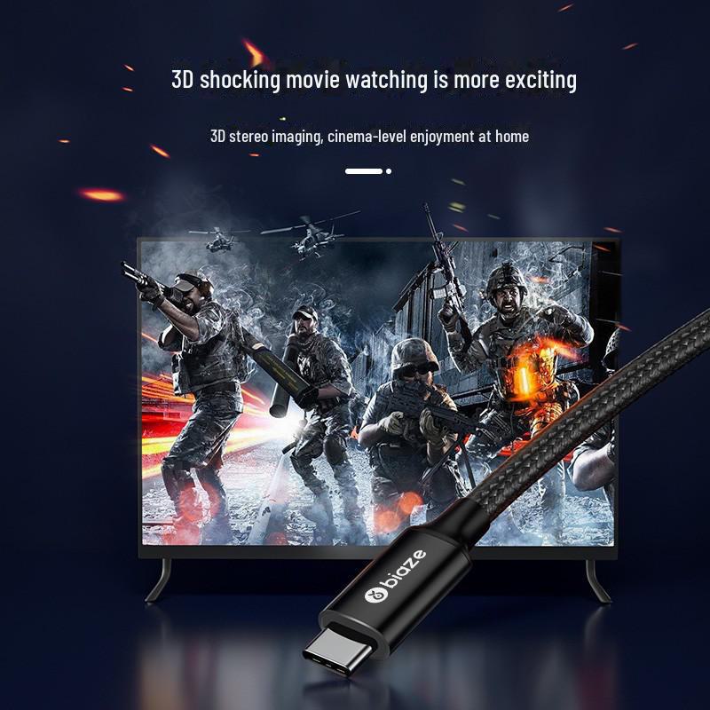 Biyazi 1.8m Type-C Male-to-Male Video Cable with Dual Ports, DP Compatibility, and Fast Charging
