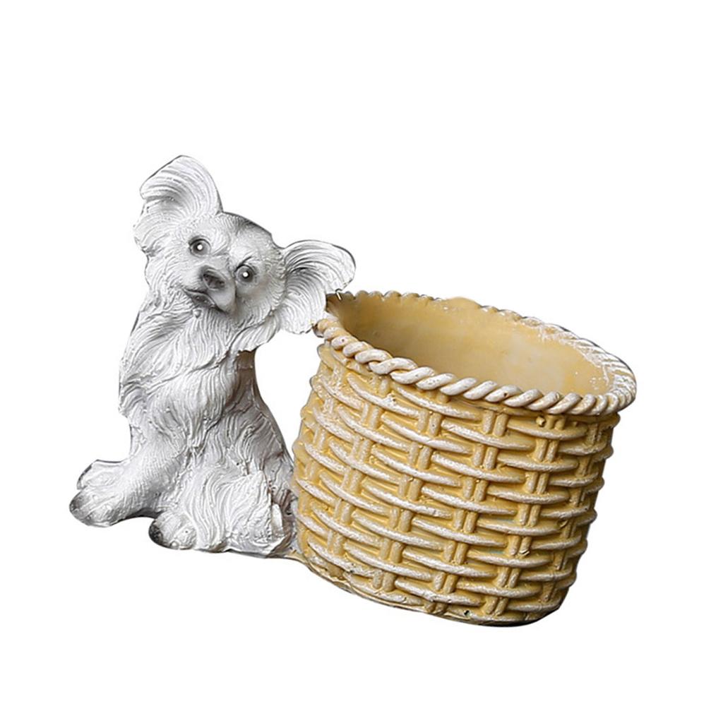 Dog Sculpture Flowerpot Decoration Puppy Figurine Plant Container Flower Basket for Gardens Yard Patios Office Home