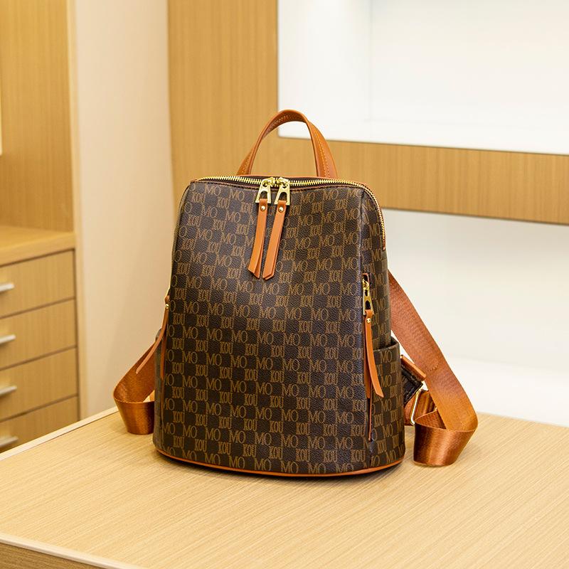 

Новый унисекс рюкзак ретро рюкзак с принтом букв модный дорожный большой вместимости контрастного цвета школьный рюкзак Small темно-коричневого