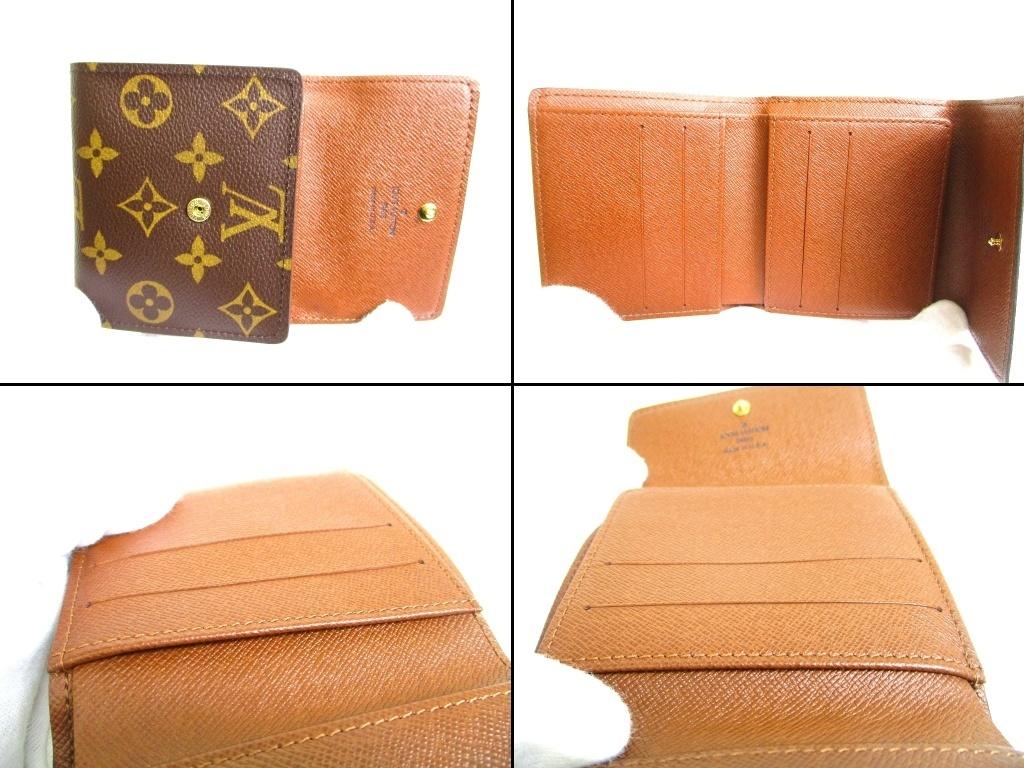Authentic LOUIS VUITTON Monogram Brown Leather Bifold Wallet Compact Wallet #b124  Open Box