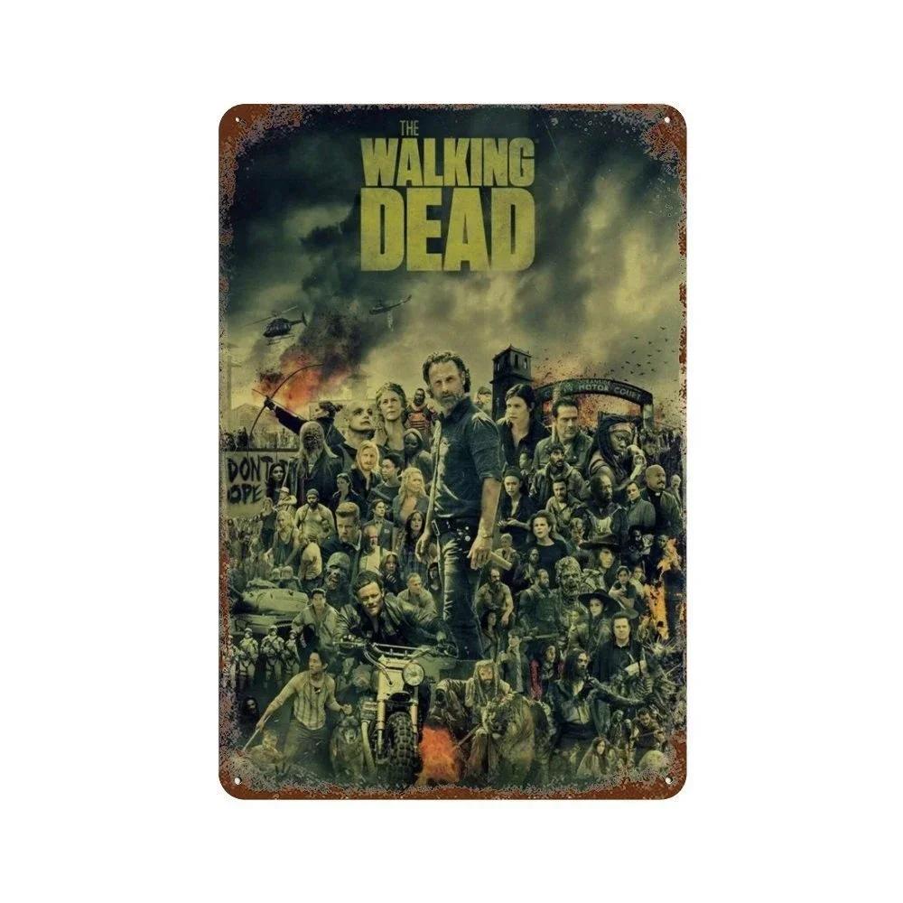 Жестяная табличка The Walking Dead Старый кинопостер The Walking Dead Металлическая жестяная табличка - Ретро американская кинопленка Настенная табличка, Декор для бара/клуба 30x20cm