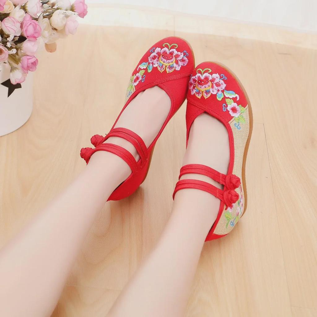 Xinyue 2020 Jarní Vyšívané Dámské Taneční Boty s Pivoňkami