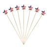 100 PIEZAS Palillos Desechables para Cócteles, Decoración de Estrella del Día de la Independencia, Brochetas de Bambú para Aperitivos Frutas Hamburguesas Pasteles