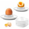 4Pcs White Egg Serving Cups Food Grade Plastic Egg Holders Eggs Display Stands Compact Size Boiled Egg Holders Set