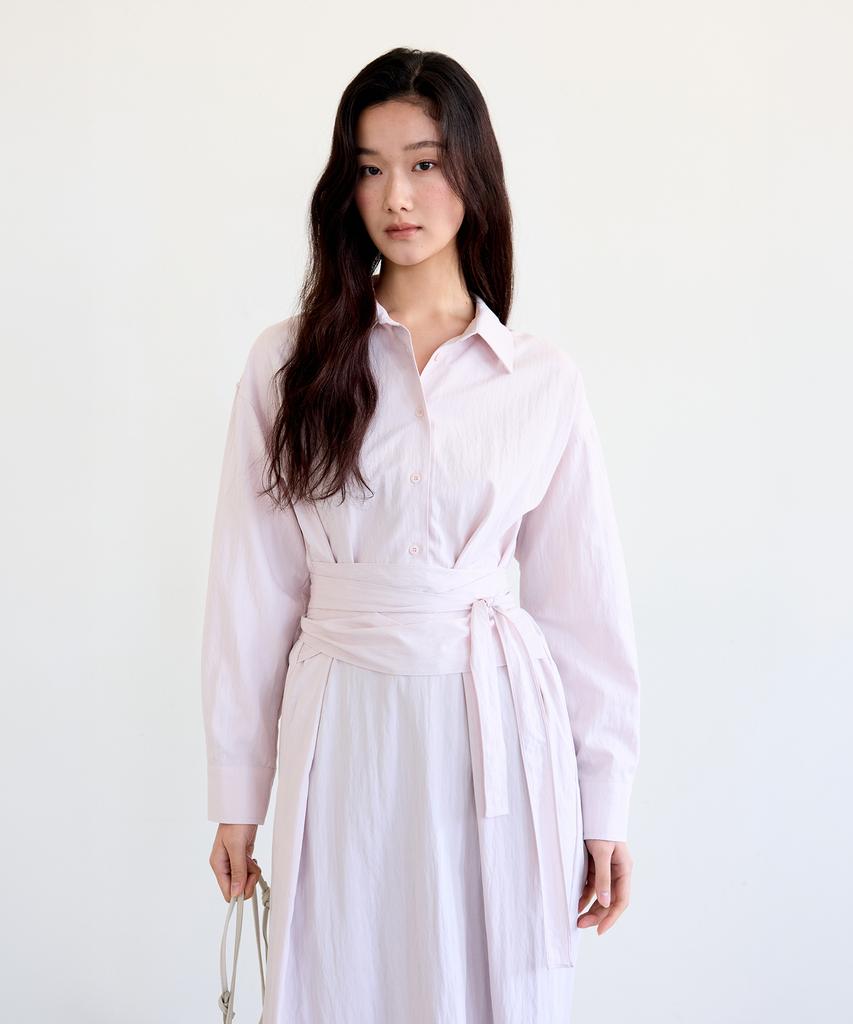 The Ello Feminine Wrap Tie Dress (Pink)