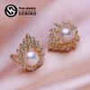 Natural Freshwater Pearl Earrings Fashion Leaf Earrings For Women Girl Gift Stud Earrings