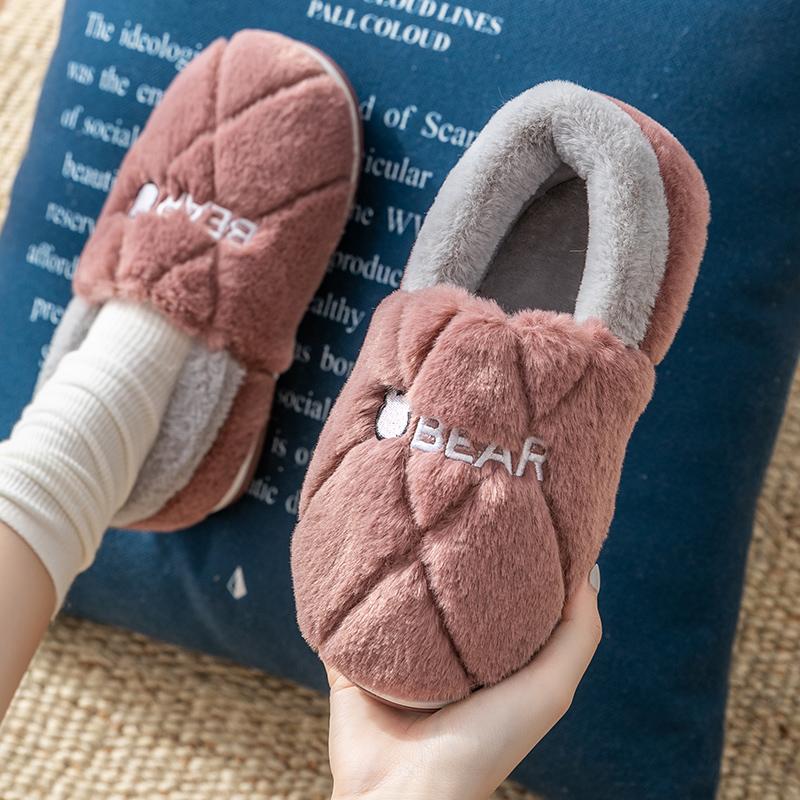 Women's cotton slippers winter bag heel indoor home warmth men's velvet household wool cotton shoes women's outer wear winter