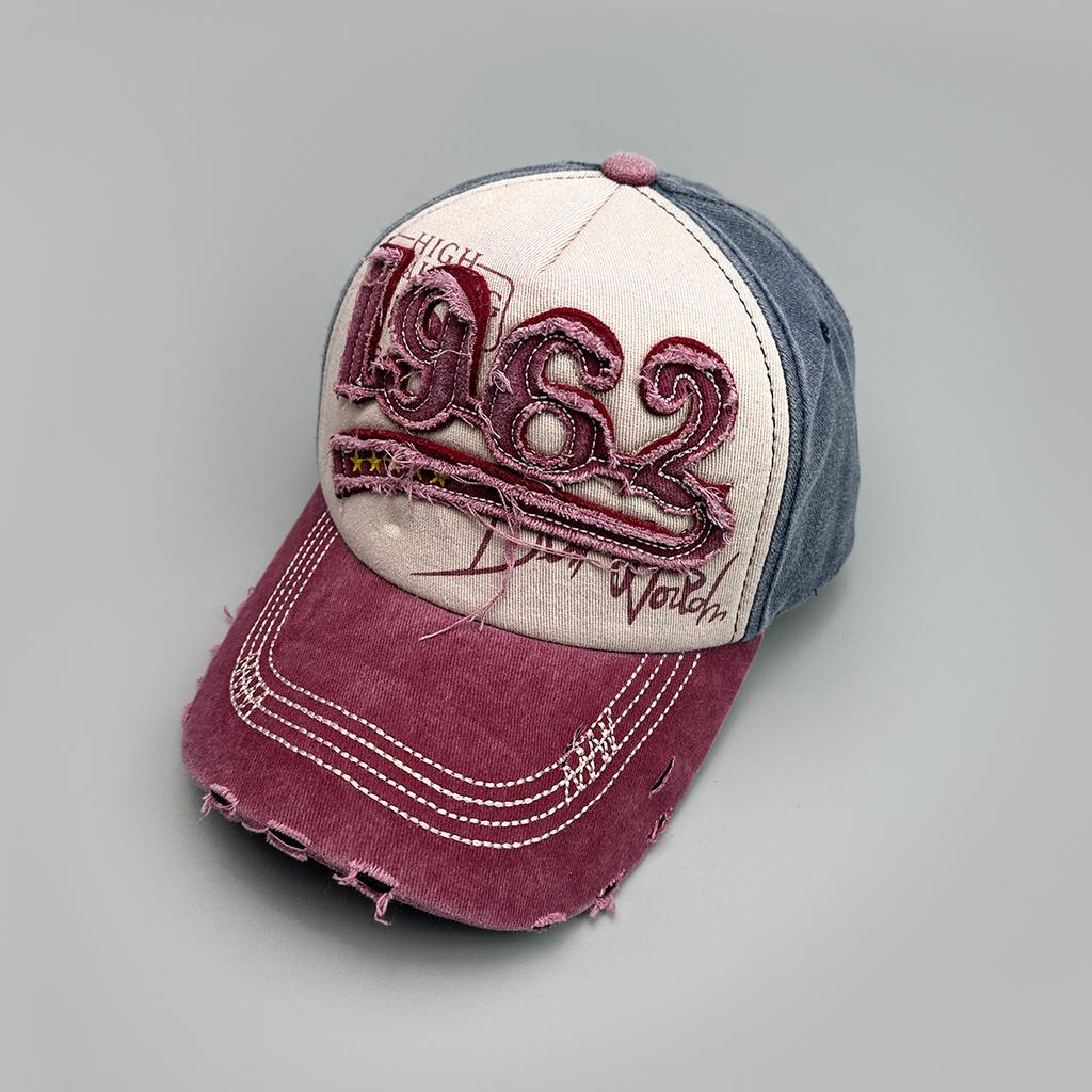 Color Matching Casual Patch 1962 Letter Baseball Cap Men'S And Women'S Sunshade Retro Hole Wind Cap