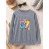 European Sizes Cute Colorful "67" Number Flower Print Playful Kids' Crewneck Sweatshirt