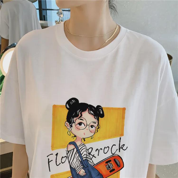 Women's Cartoon Print Loose Fit Summer Dress - Short Sleeve & Plus Size Flattering T-shirt Style