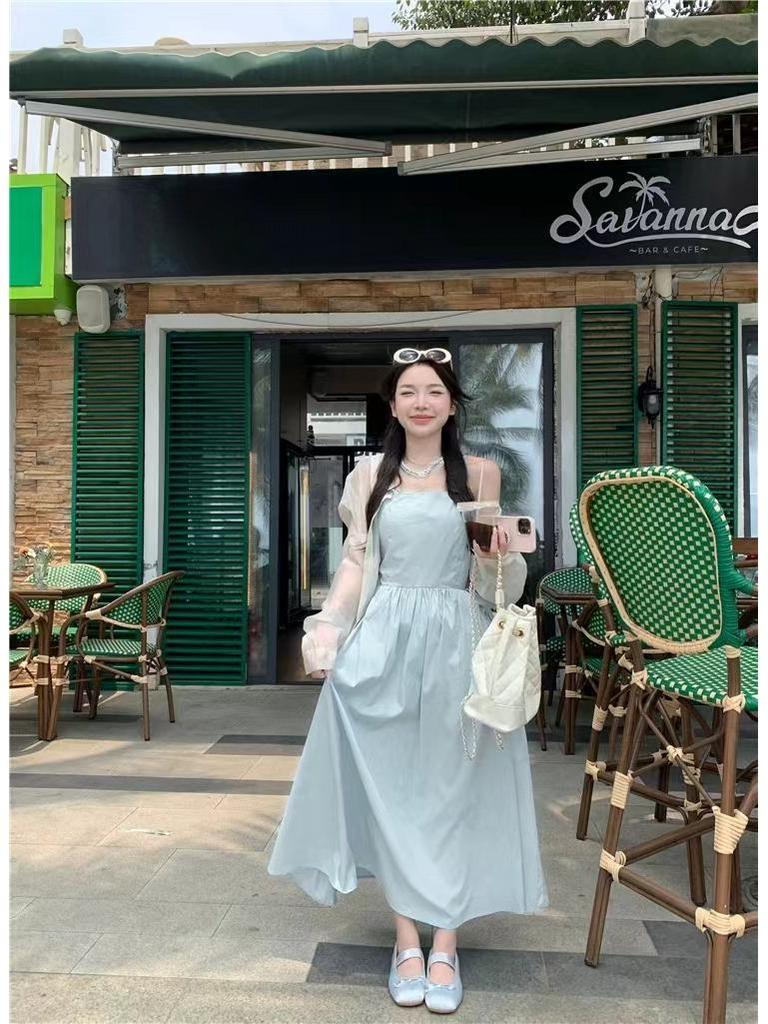 Women's Seaside Summer Backless Bandage Beach Dress with French Slip Design