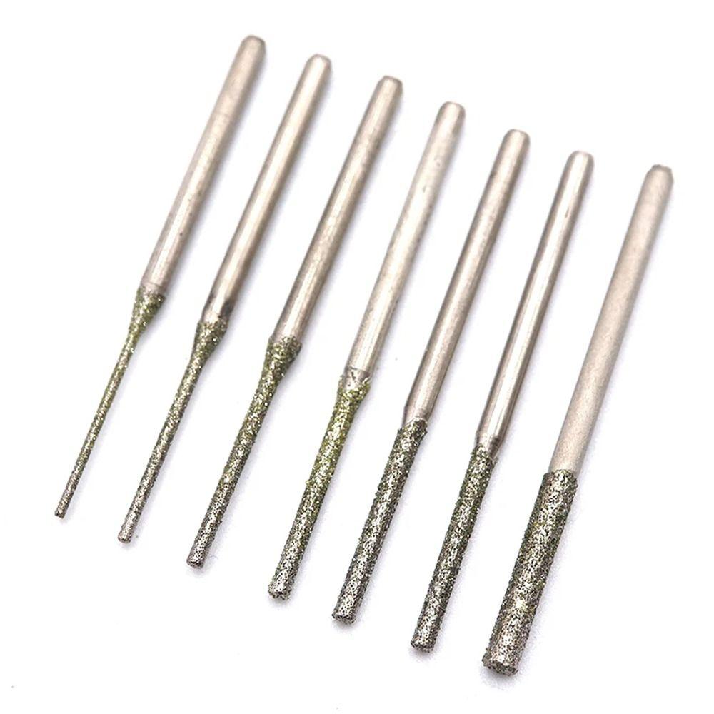 10Pcs Silver Diamond Coated Drill Bits 0.8-2.5mm Grinding Burr Bits  For Drilling Glass Woodworking