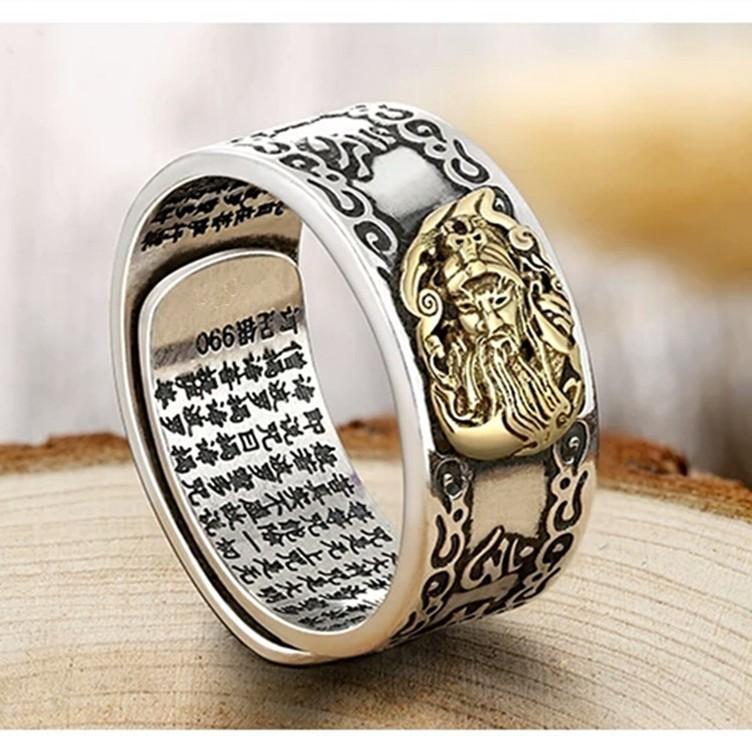 Guan Gong Ring Men's Wu Caishen Domineering Trendy Men's Ring Live Mouth Adjustable